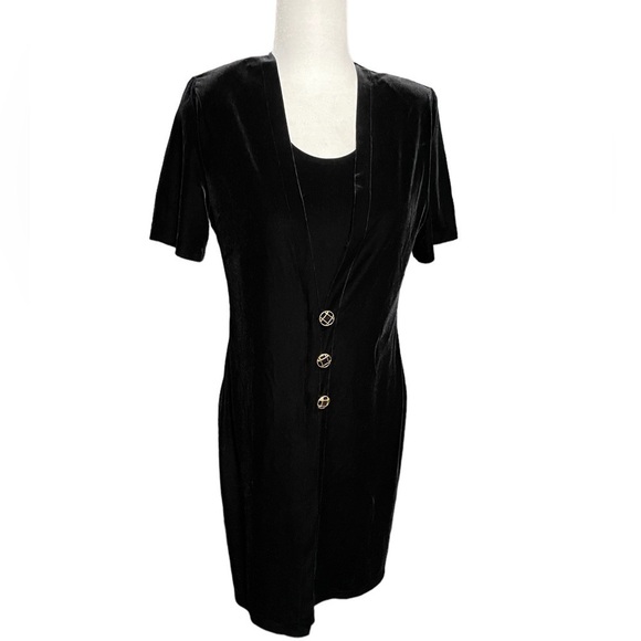 VINTAGE Northern Traditions - Pullover Black Velvet Dress Size Small NWT - Picture 1 of 9